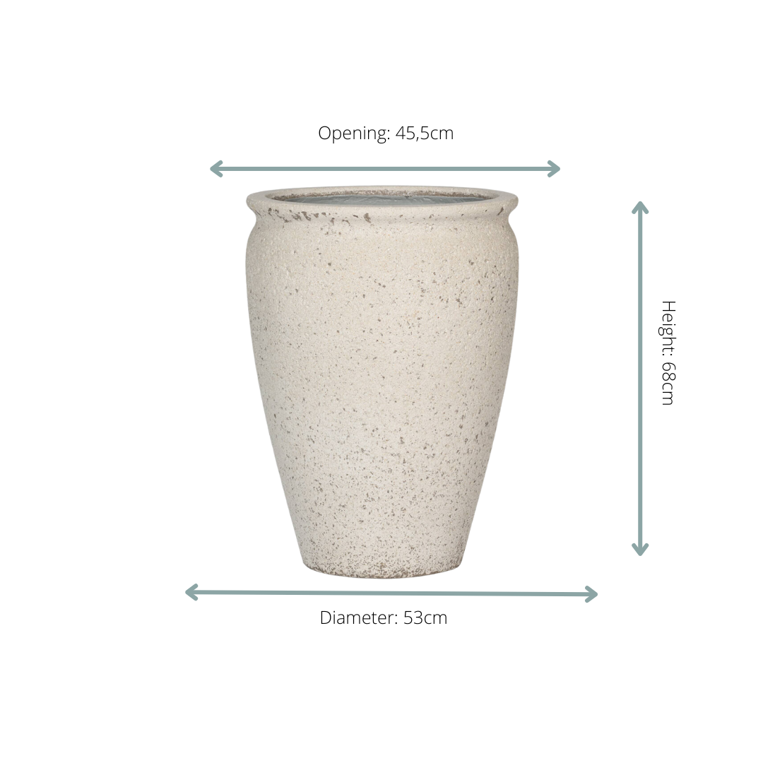 Pot Artemis Chalk White – Hoge mediterrane bloempot met elegante uitstraling
