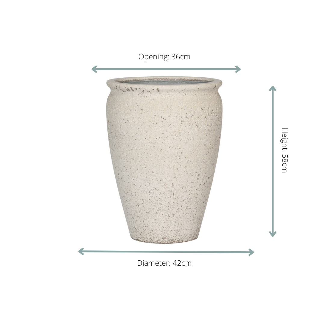 Pot Artemis Chalk White – Hoge mediterrane bloempot met elegante uitstraling