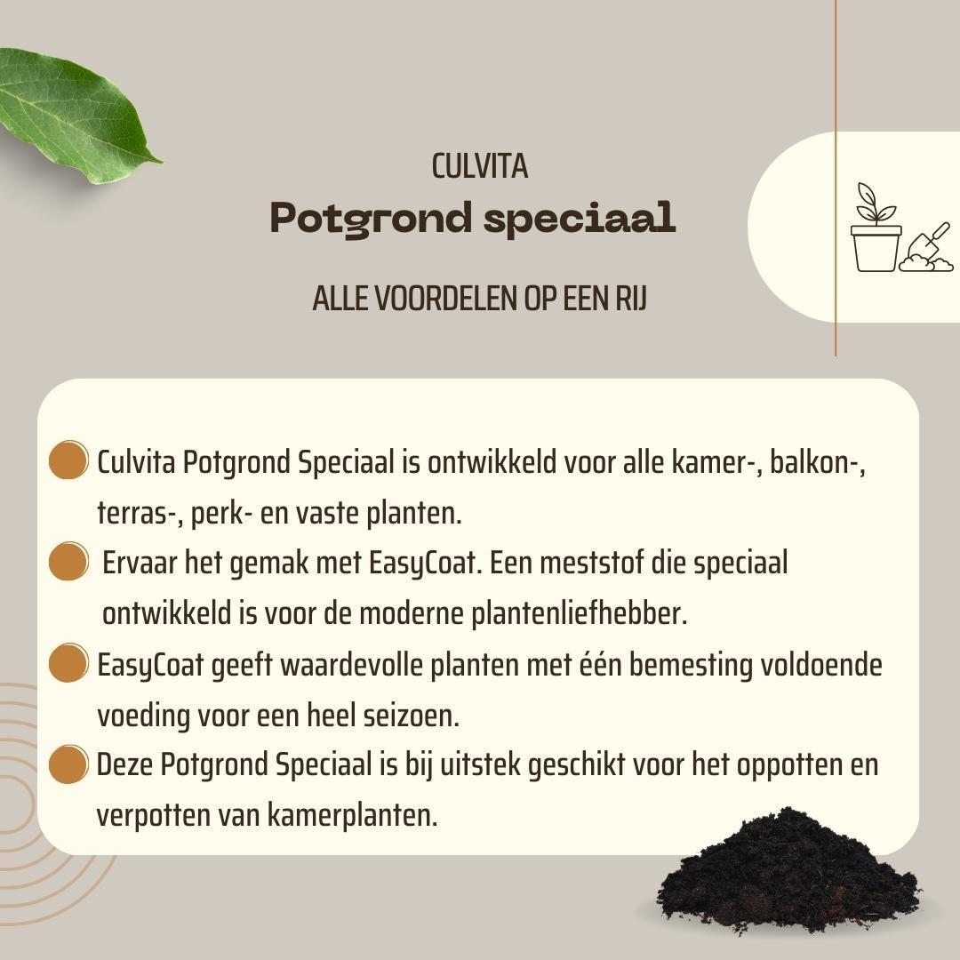 Culvita | Potgrond Speciaal 40 Liter - Premium Potgrond met EasyCoat Plantenvoeding voor Kamer- en Buitenplanten
